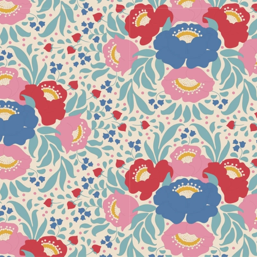 Tilda Patchwork Stoff Baumwolle - Jubilee - Autumn Bouquet Teal